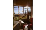 Sunshine streams into the living areas.