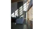 Sunshine streams into the living areas.
