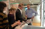 Dr Nicholas Matten, right, demonstrates the latest shower fittings at Hansgrohe's Black Forest HQ.