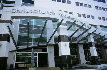 Street entrance of Christchurch Women's Hospital. Street entrance of Christchurch Women's Hospital.