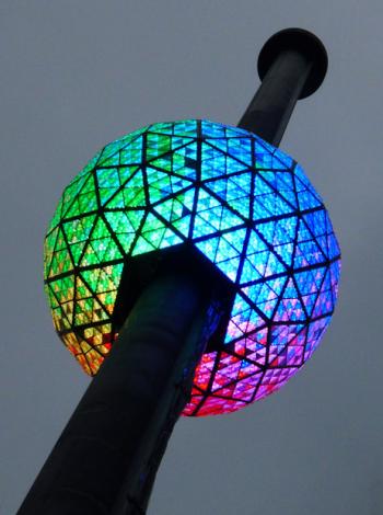 LEDs illuminate the Timeball in New York City. LEDs illuminate the Timeball in New York City.