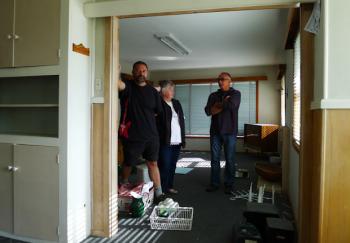 Tenant Bryan Constable and landlords June Peka and Dino Peka inside their Avonside home.